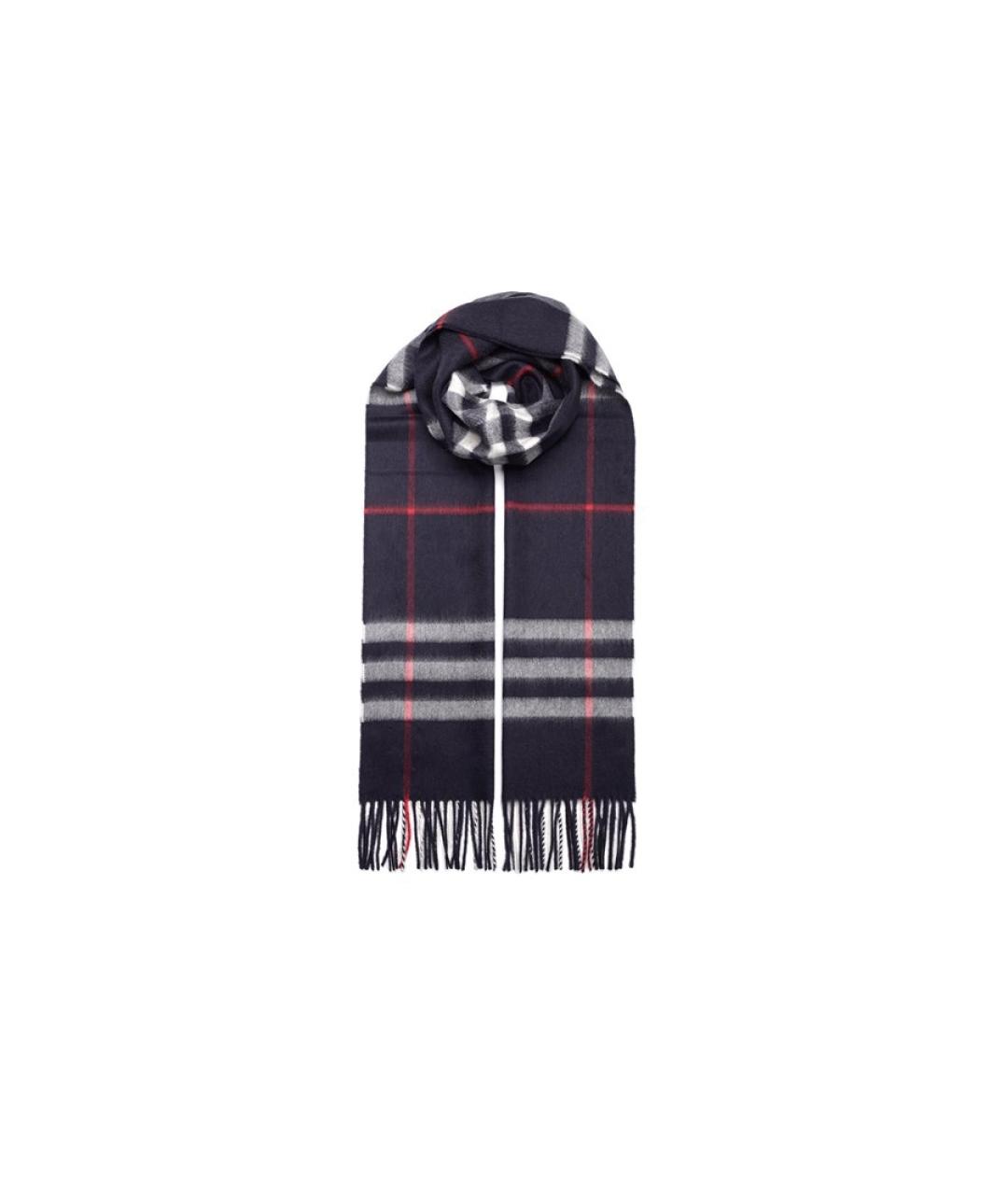 BURBERRY Темно-синий кашемировый шарф, фото 1