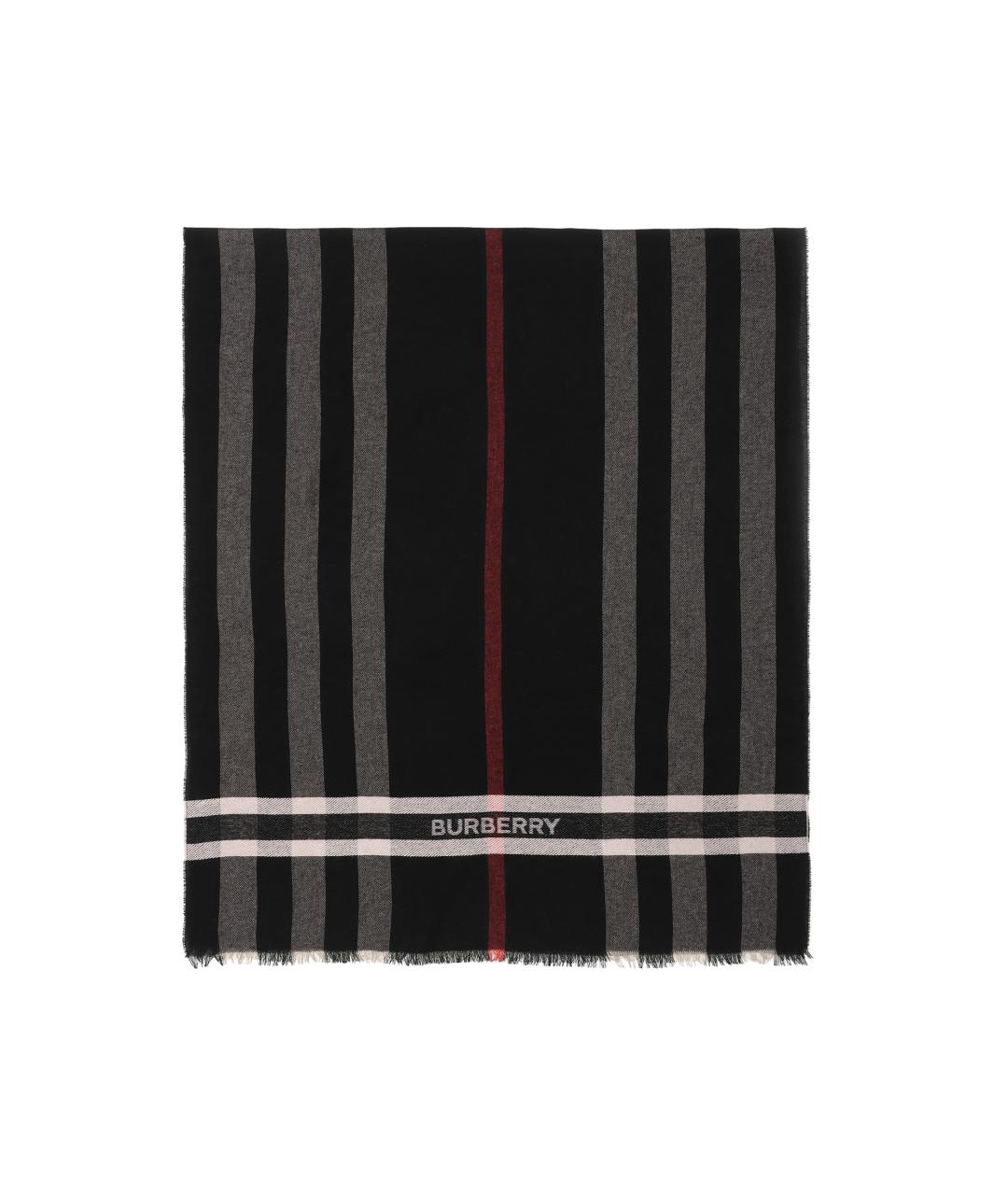BURBERRY Черный кашемировый шарф, фото 1