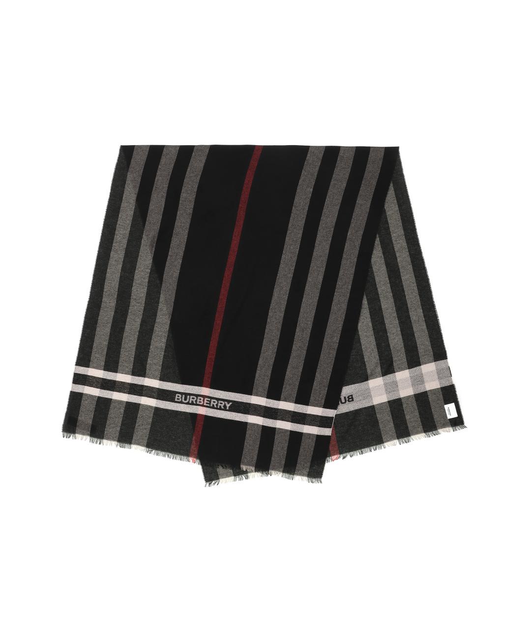 BURBERRY Черный кашемировый шарф, фото 2