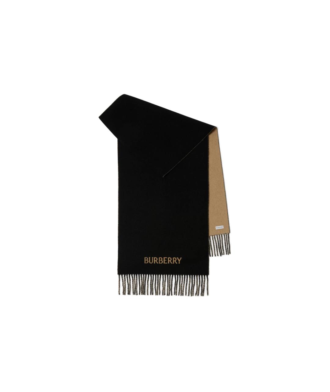 BURBERRY Черный кашемировый шарф, фото 1