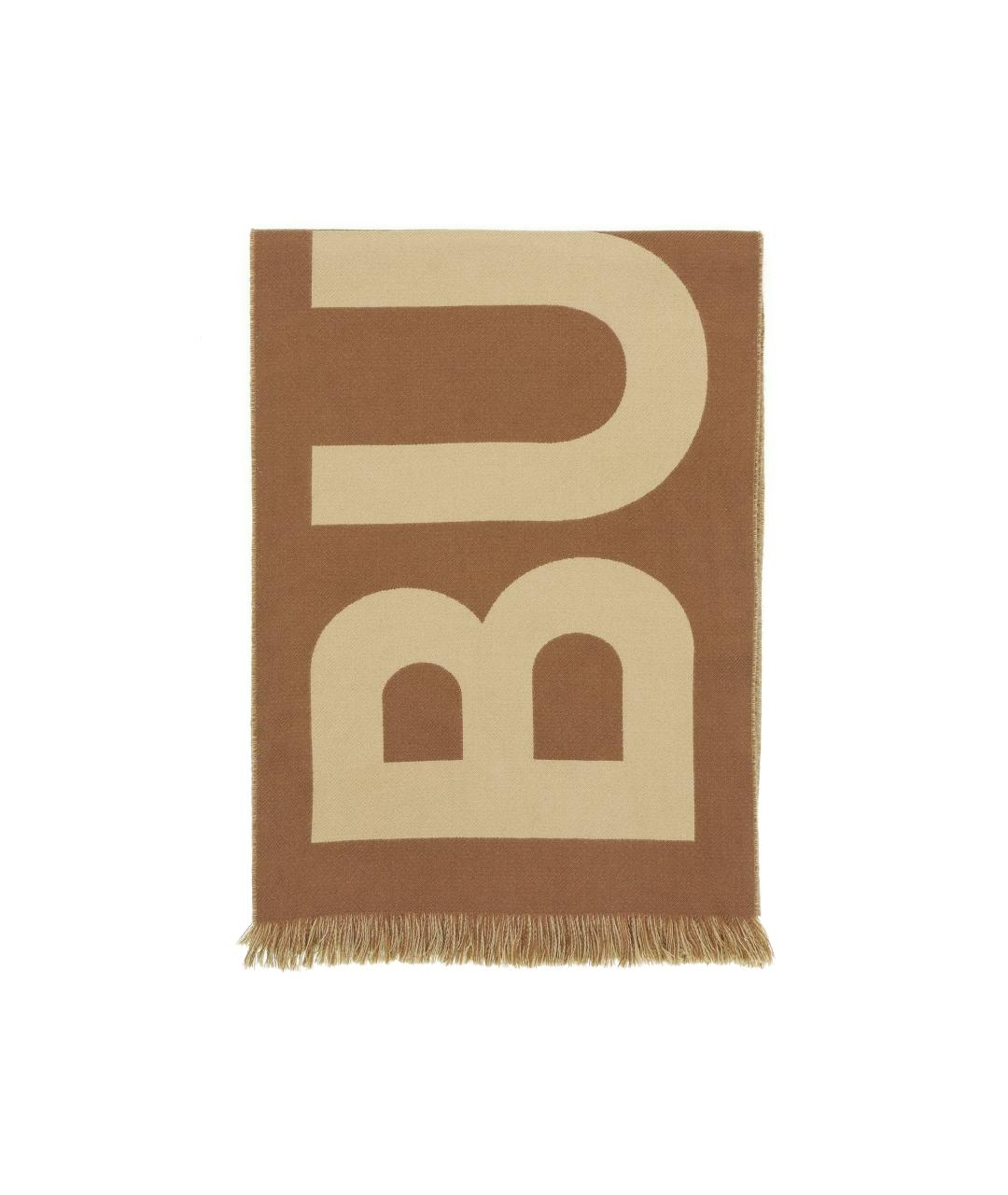 BURBERRY Коричневый шерстяной шарф, фото 3