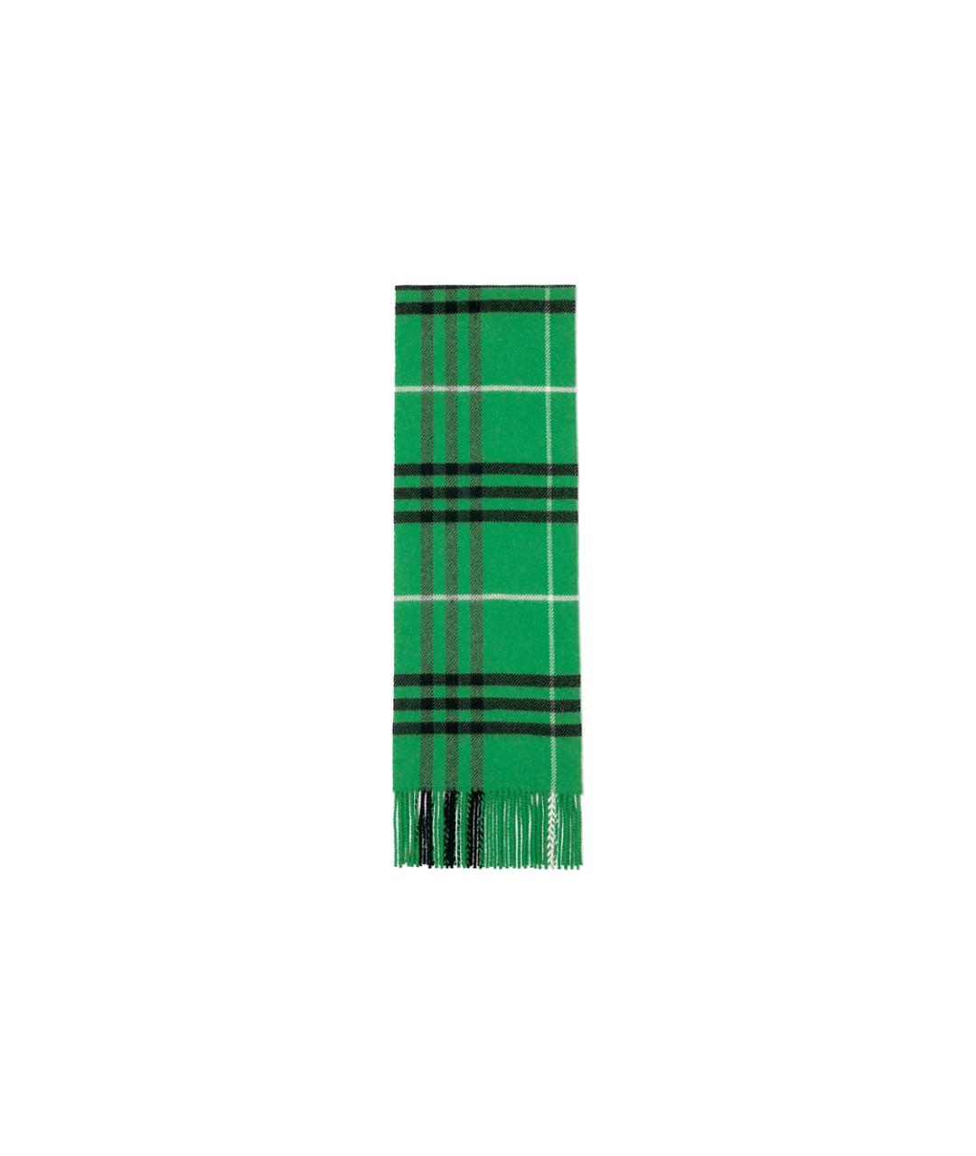BURBERRY Зеленый шерстяной шарф, фото 2