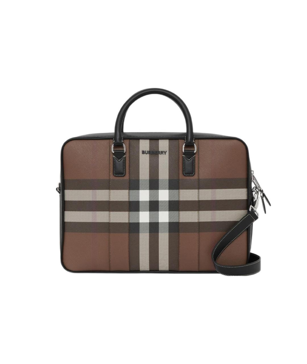 BURBERRY Коричневый кожаный портфель, фото 1