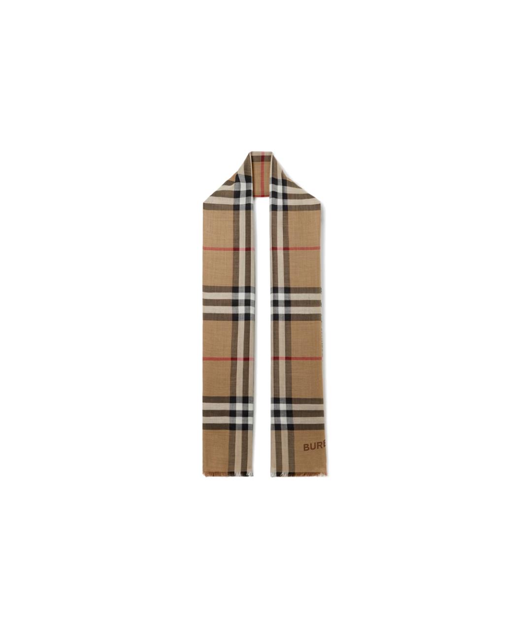 BURBERRY Коричневый кашемировый шарф, фото 1