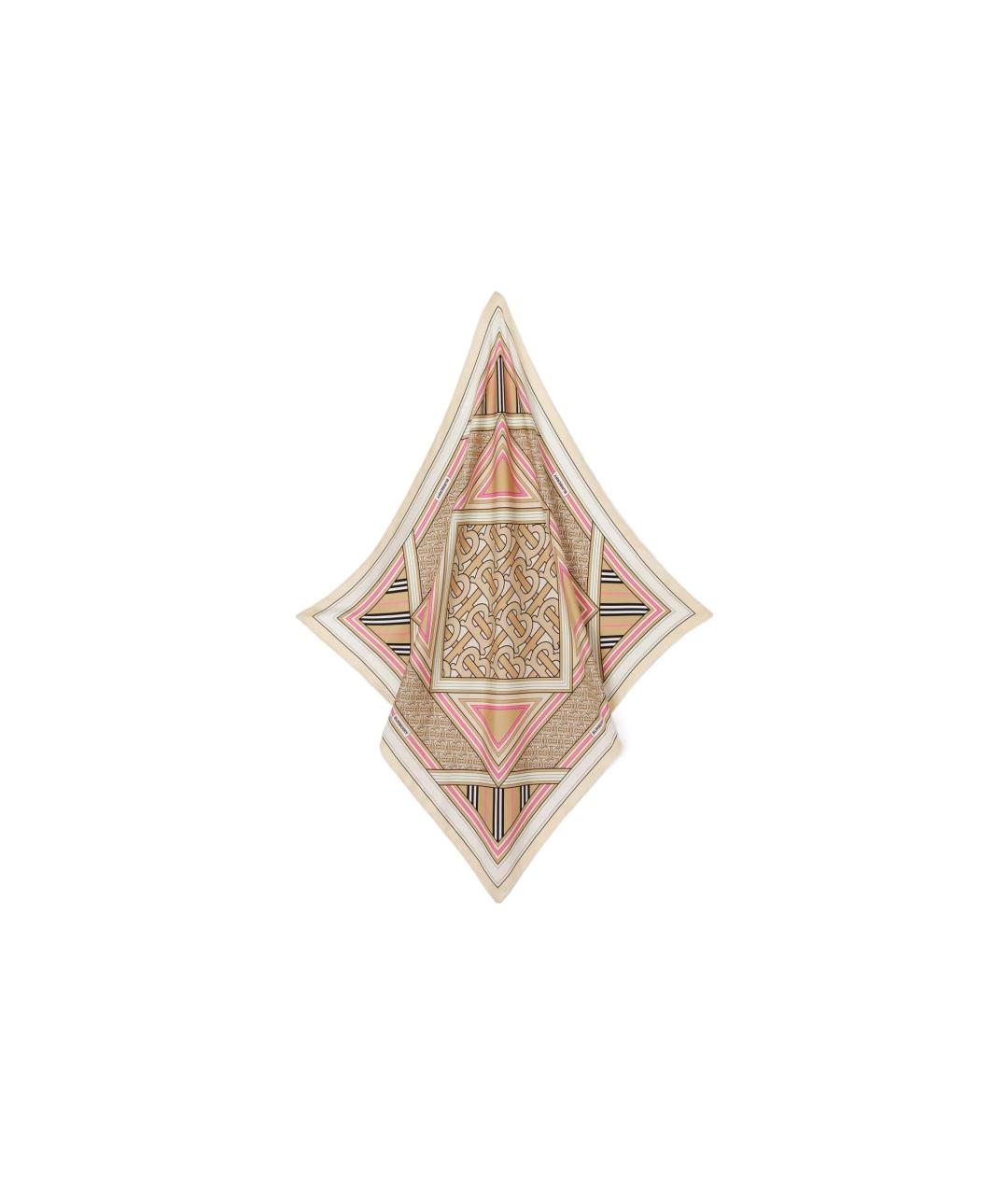 BURBERRY Бежевый шелковый шарф, фото 2