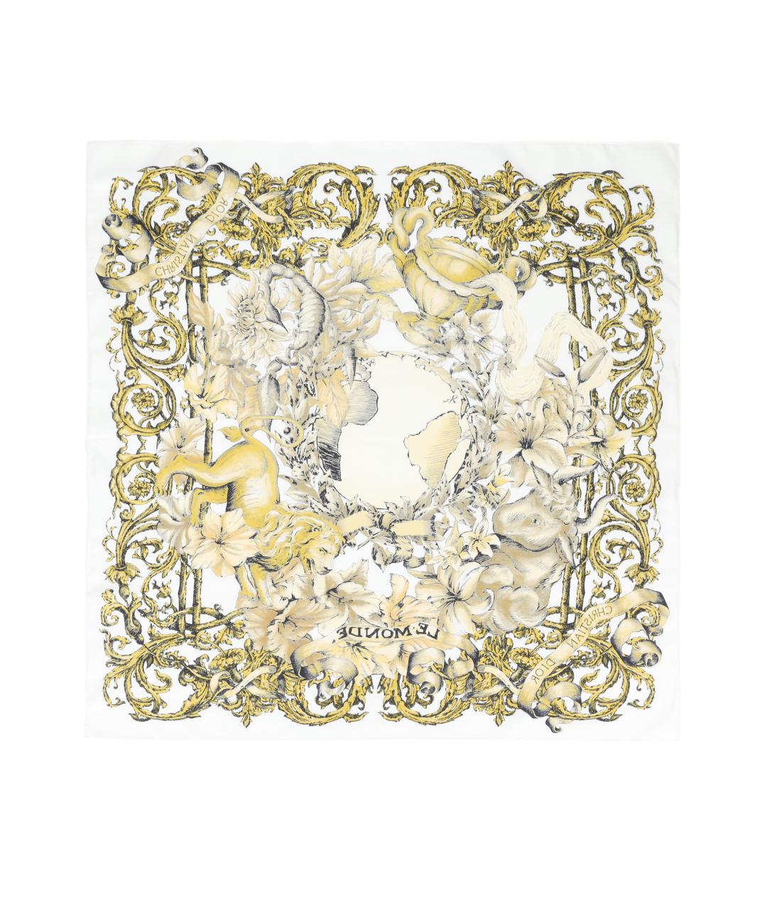 CHRISTIAN DIOR Золотой шелковый шарф, фото 2