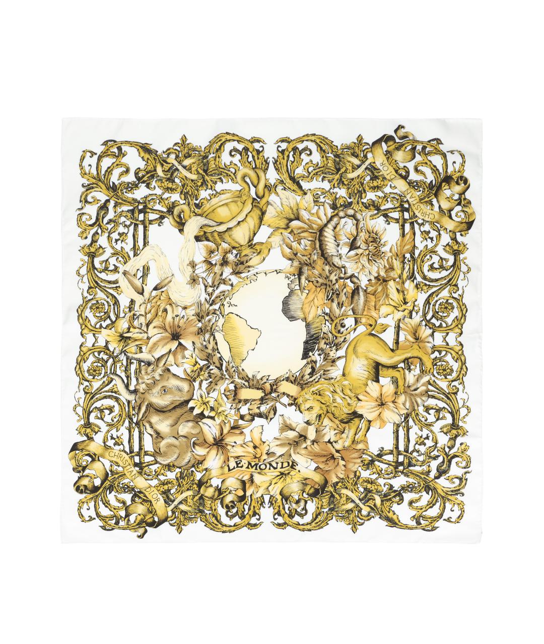 CHRISTIAN DIOR Золотой шелковый шарф, фото 1