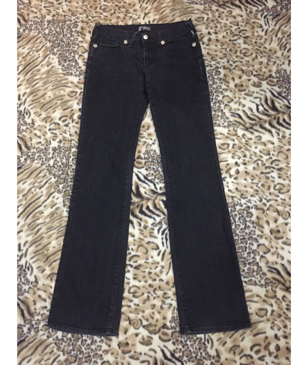 VERSACE JEANS COUTURE Черные хлопко-эластановые прямые джинсы, фото 8