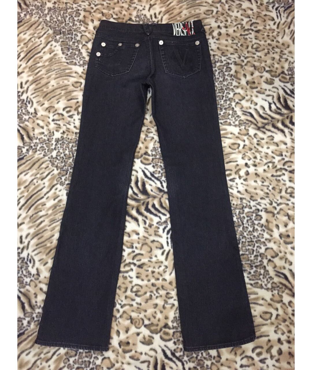 VERSACE JEANS COUTURE Черные хлопко-эластановые прямые джинсы, фото 2