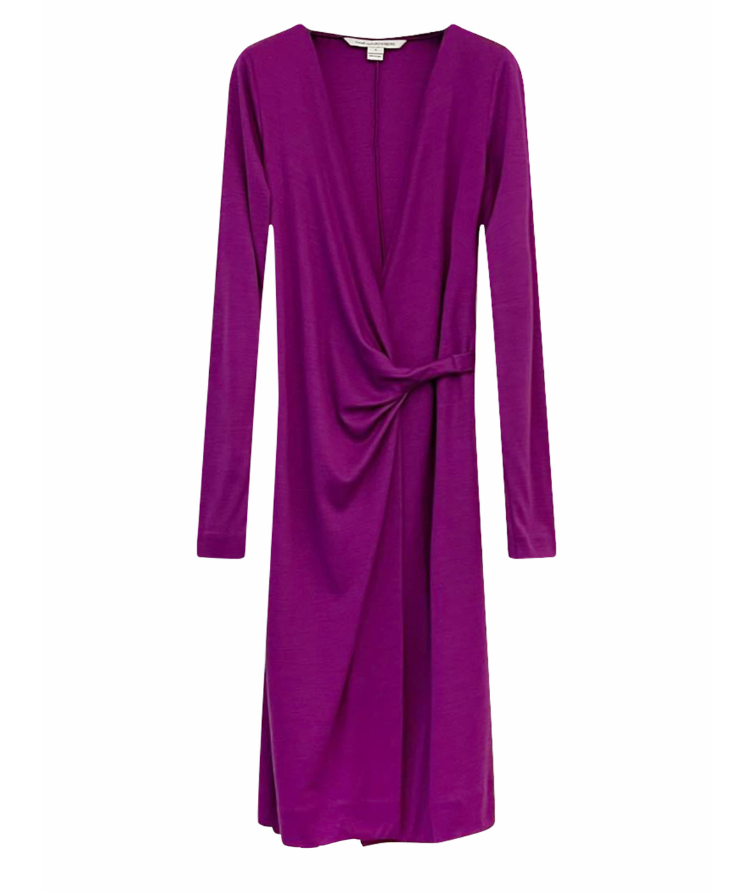 DIANE VON FURSTENBERG Фиолетовое шерстяное повседневное платье, фото 1