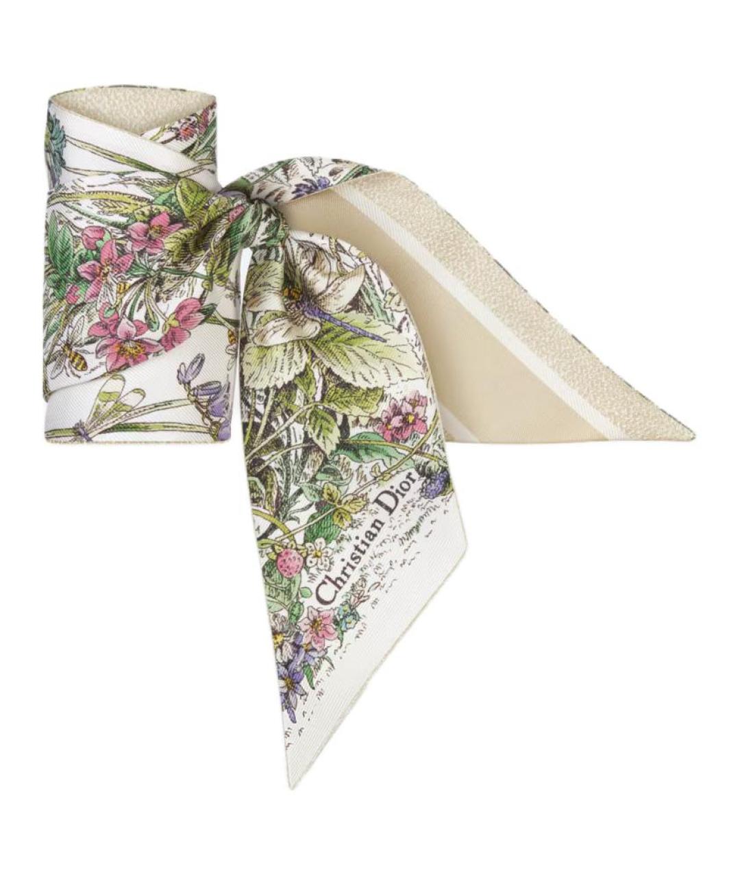 CHRISTIAN DIOR Бежевый шелковый шарф, фото 3