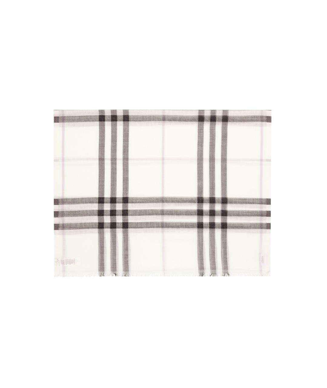 BURBERRY Белый шерстяной шарф, фото 3