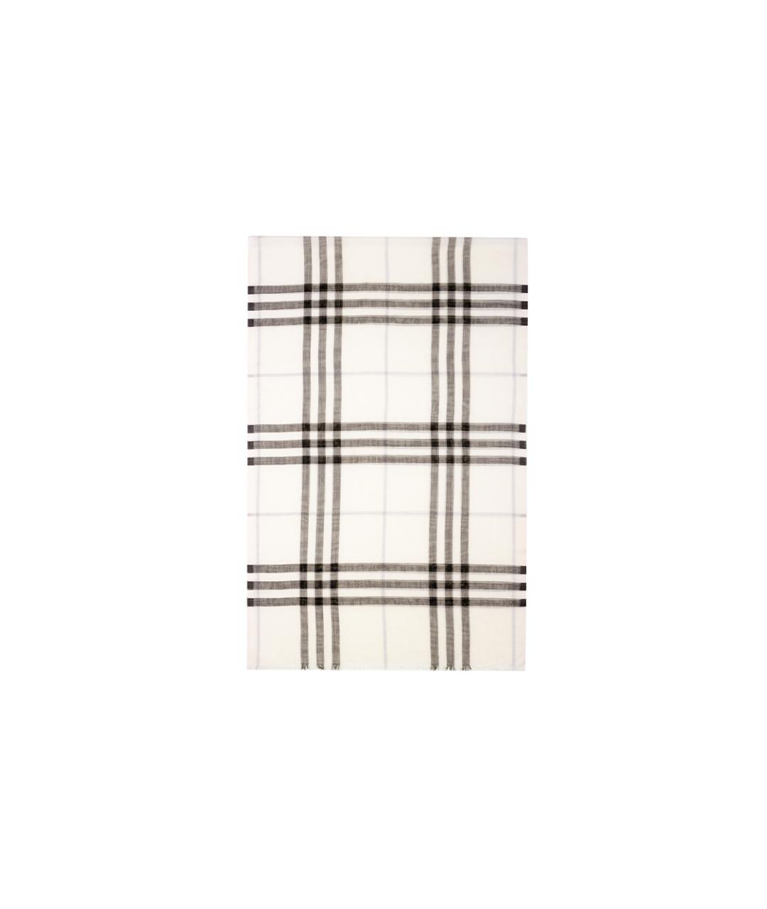 BURBERRY Белый шерстяной шарф, фото 1