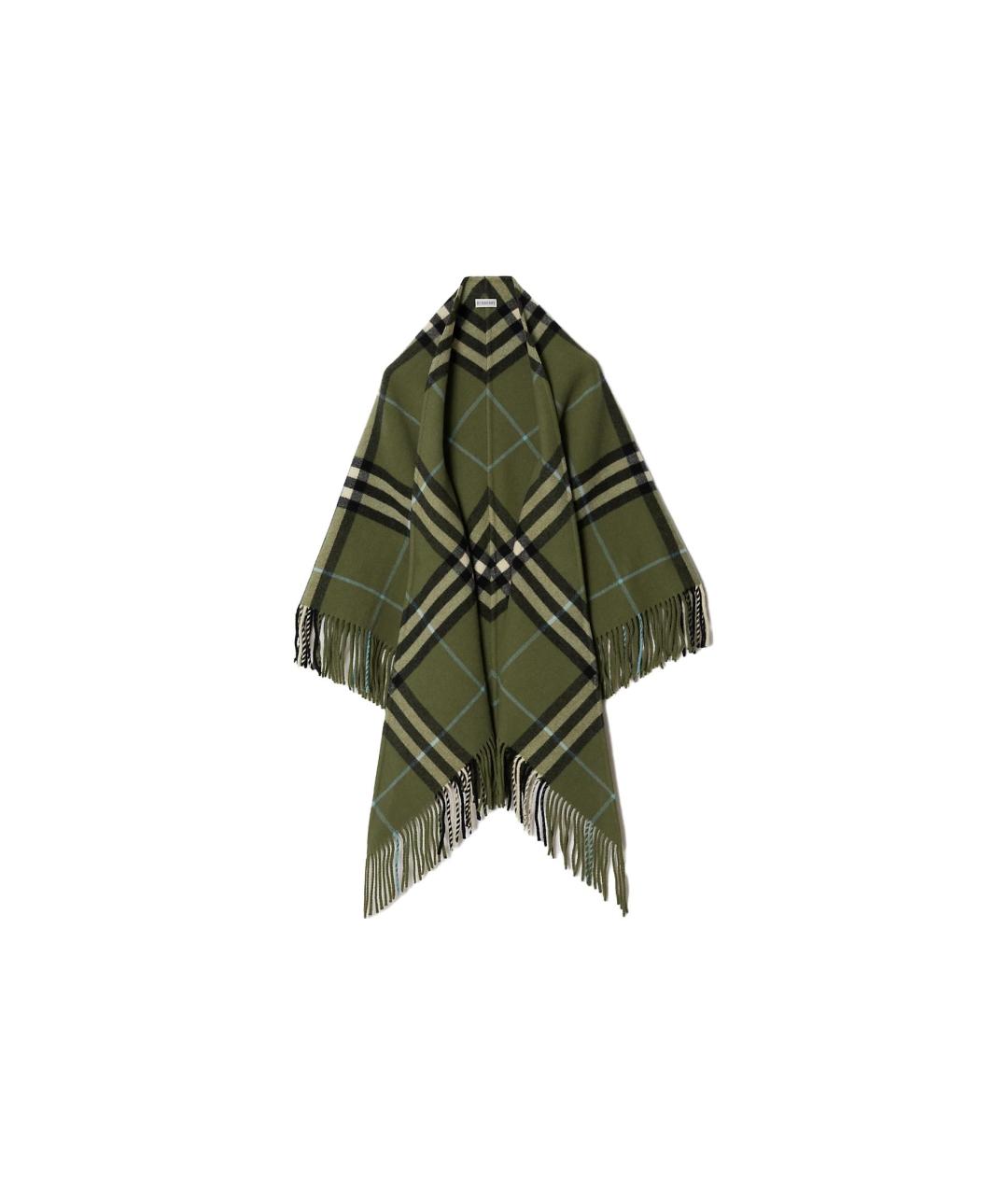 BURBERRY Зеленый шерстяной шарф, фото 1