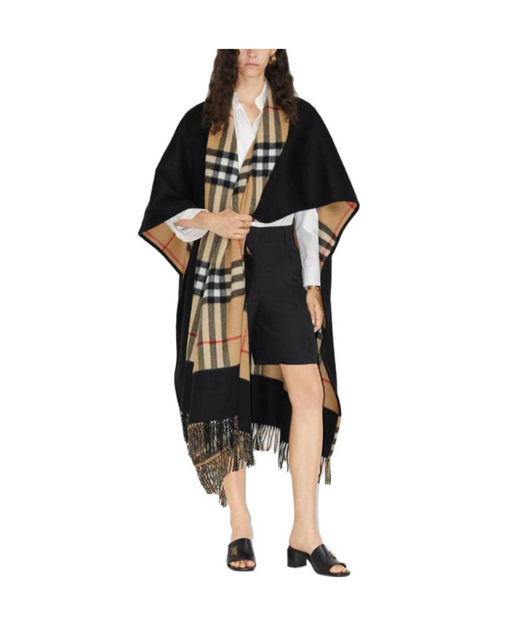 BURBERRY Черный шерстяной шарф, фото 3
