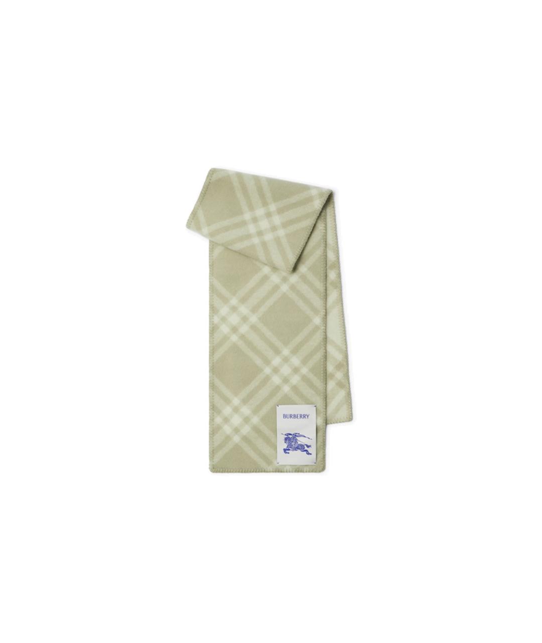 BURBERRY Салатовый шерстяной шарф, фото 1