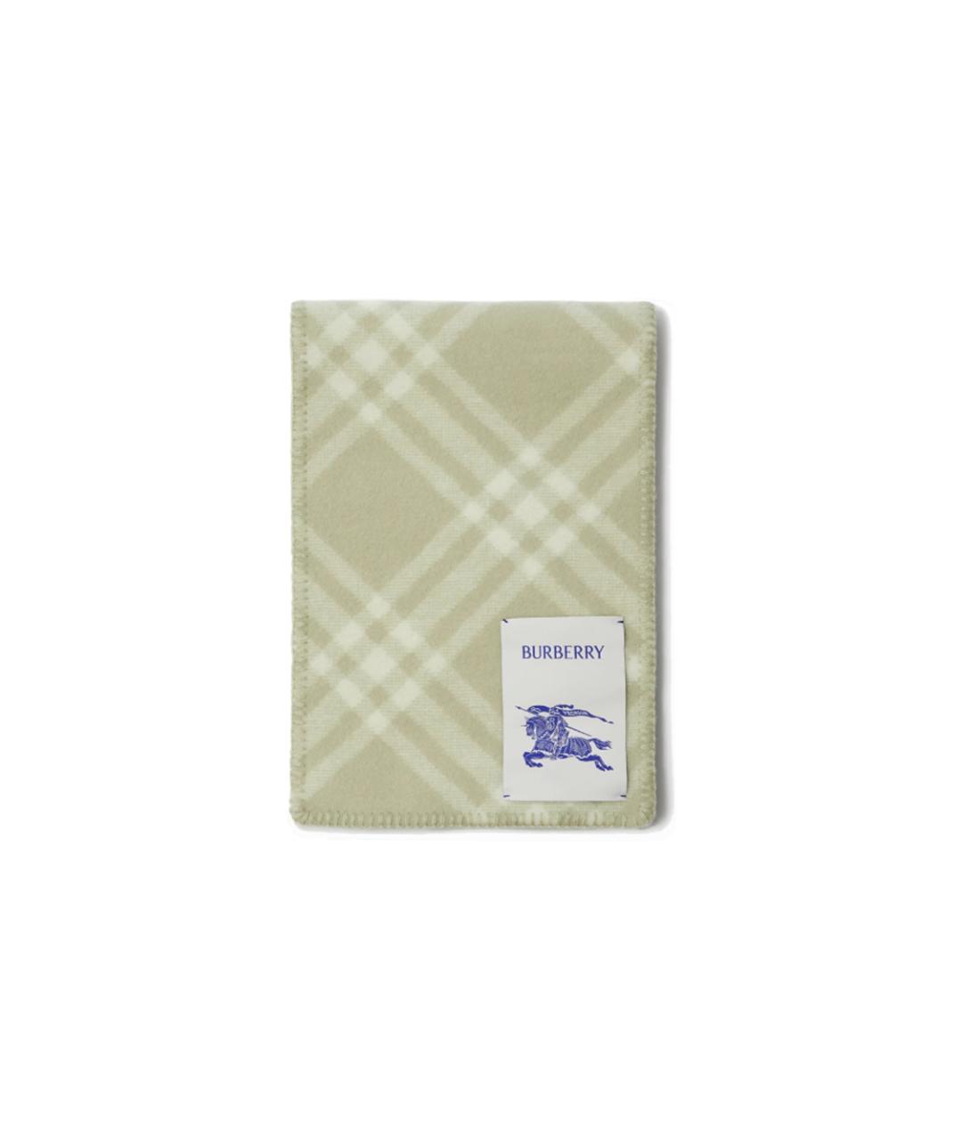 BURBERRY Салатовый шерстяной шарф, фото 2