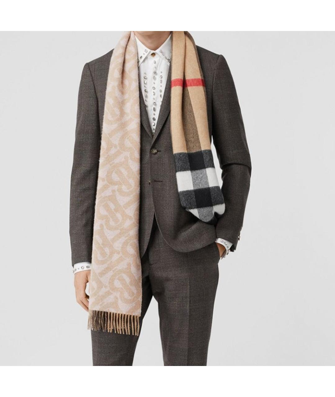 BURBERRY Бежевый кашемировый шарф, фото 3