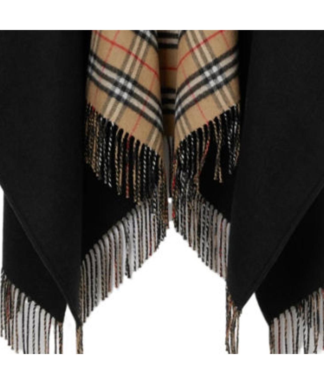 BURBERRY Черный шерстяной шарф, фото 6