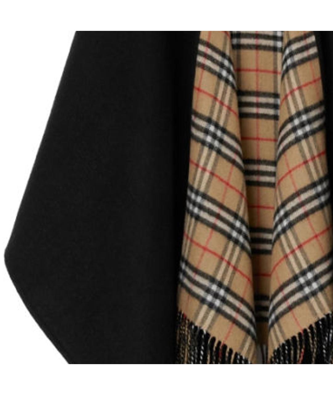 BURBERRY Черный шерстяной шарф, фото 5