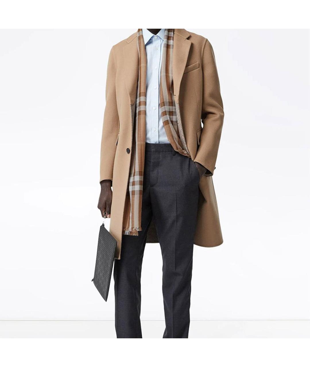BURBERRY Коричневый шерстяной шарф, фото 3