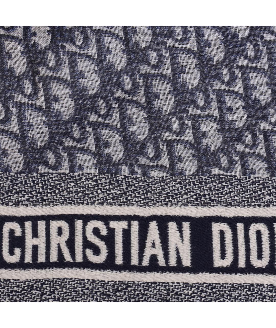 CHRISTIAN DIOR Синий шерстяной платок, фото 3
