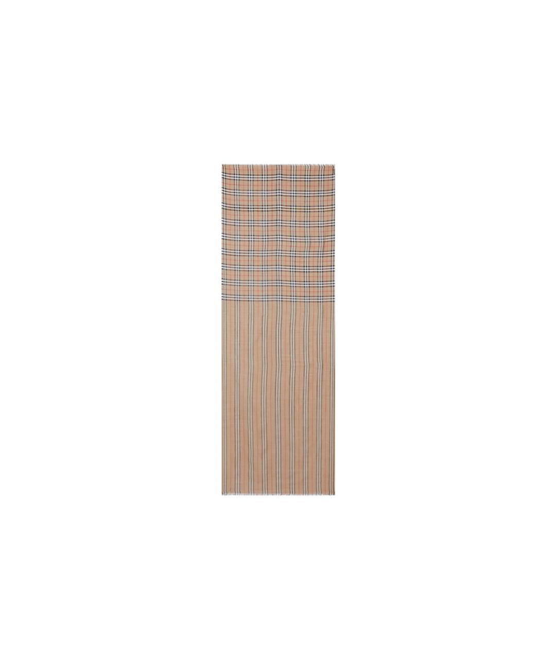 BURBERRY Бежевый шелковый шарф, фото 2