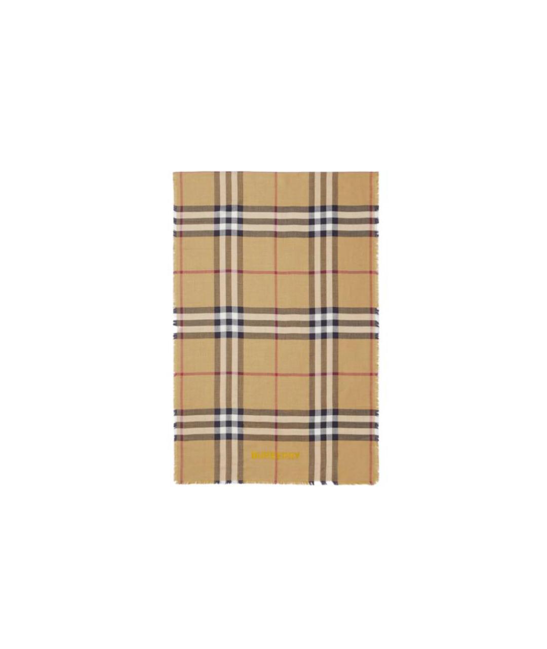BURBERRY Бежевый шерстяной шарф, фото 2