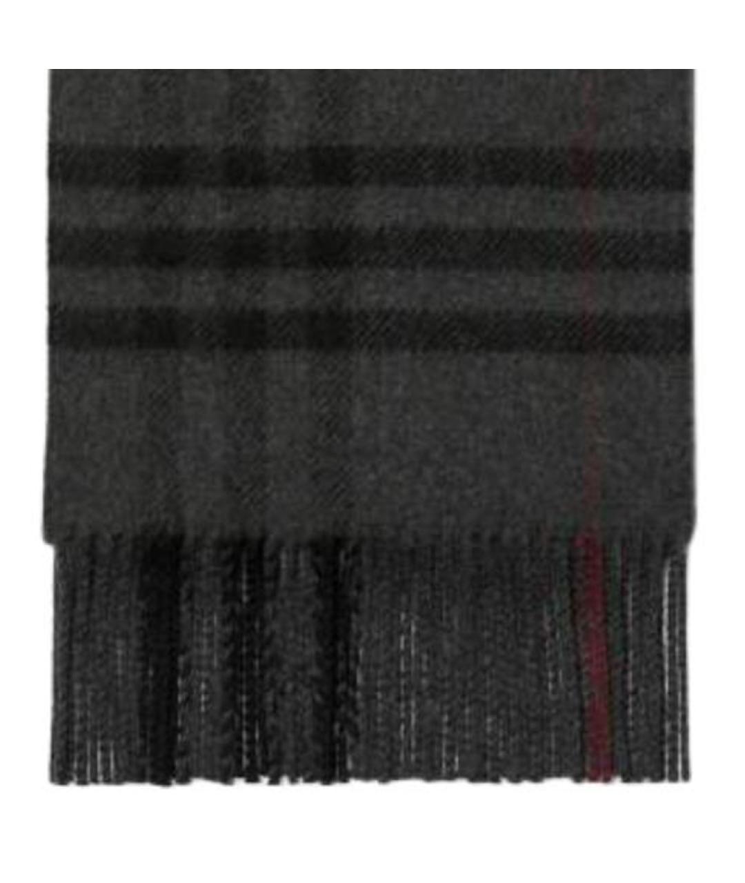BURBERRY Серый шерстяной шарф, фото 3