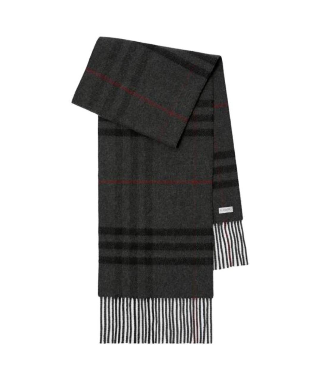 BURBERRY Серый шерстяной шарф, фото 2