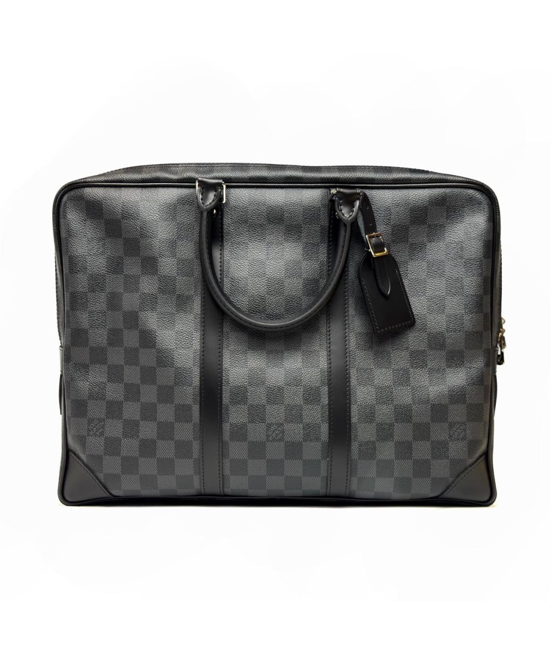 LOUIS VUITTON Черный кожаный портфель, фото 1