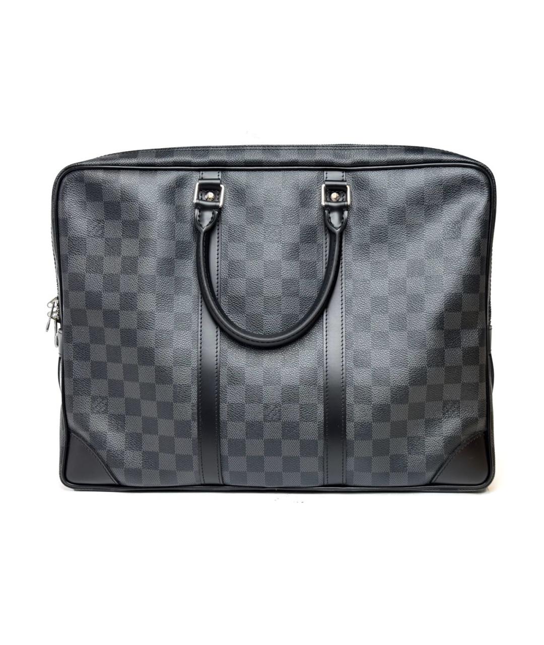 LOUIS VUITTON Черный кожаный портфель, фото 2