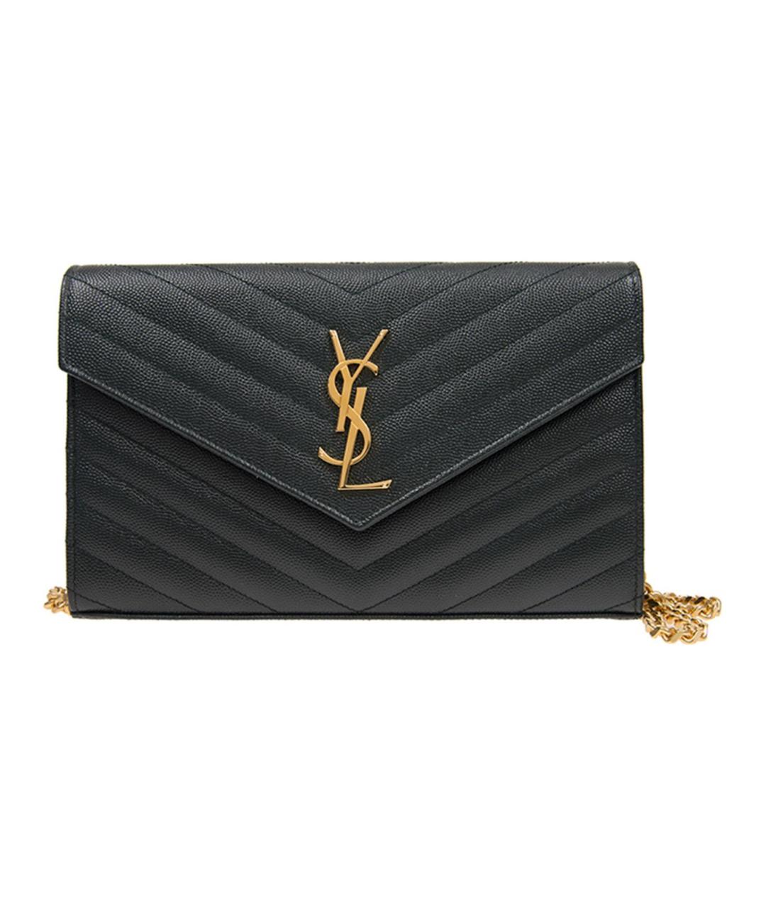 SAINT LAURENT Черная кожаная сумка через плечо, фото 1