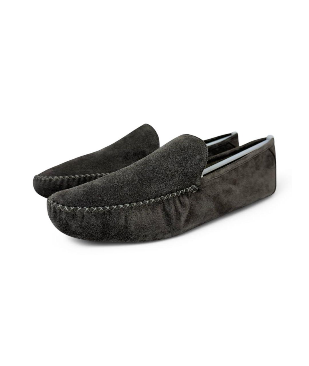 LORO PIANA Антрацитовые замшевые мокасины, фото 2