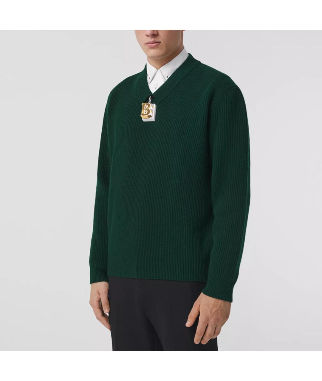 BURBERRY Зеленый кашемировый джемпер / свитер, фото 2