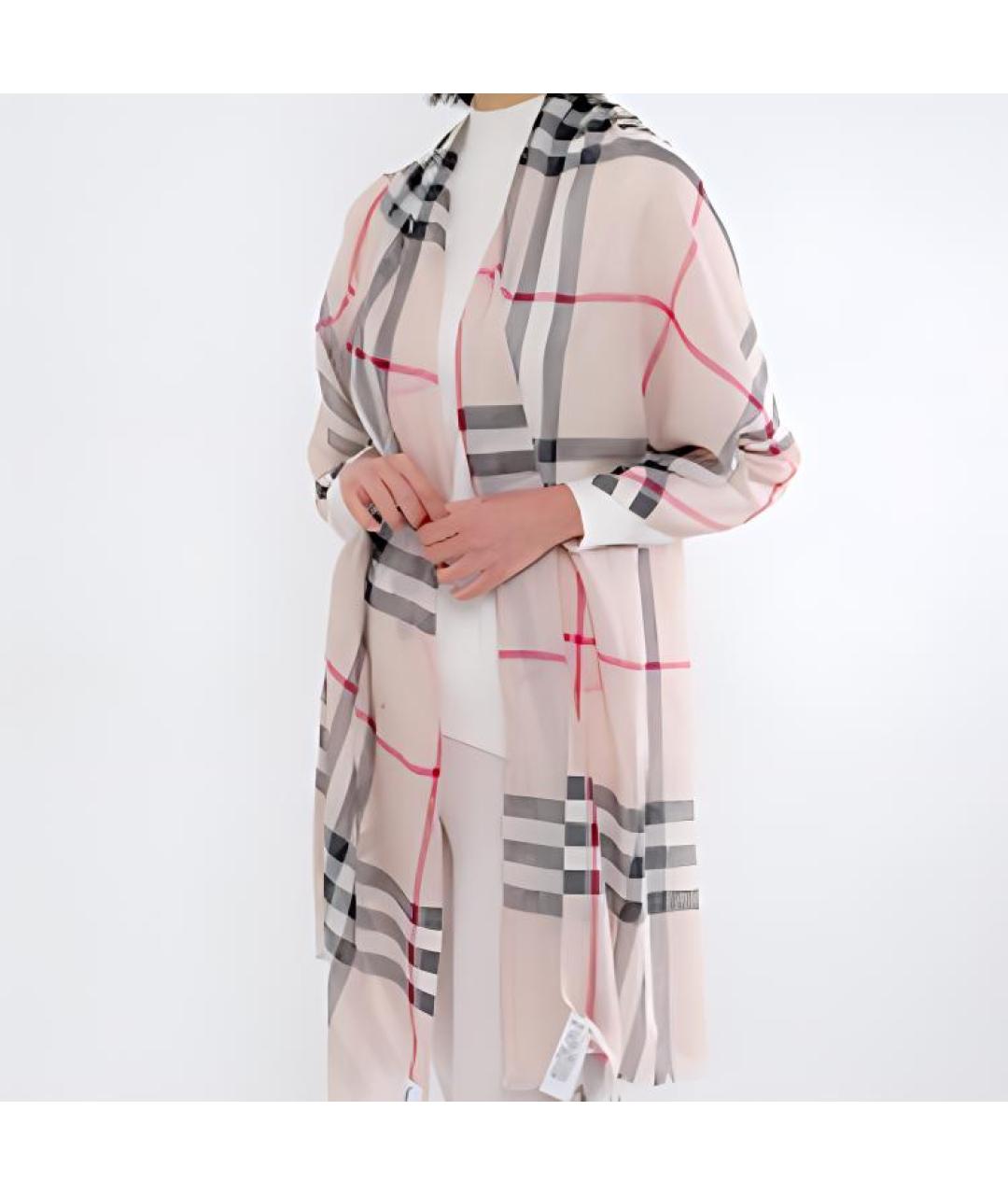 BURBERRY Бежевый шерстяной шарф, фото 3
