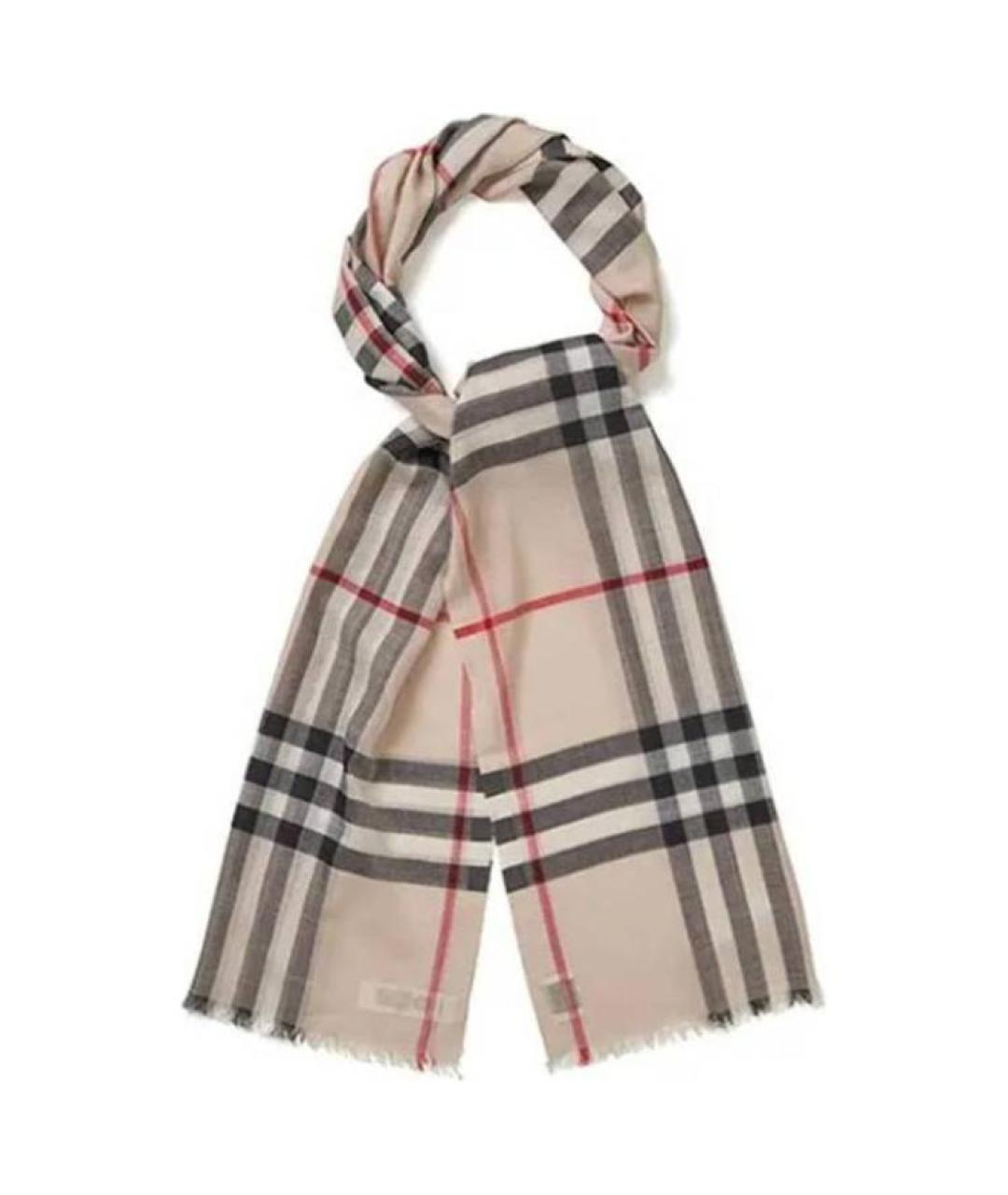 BURBERRY Бежевый шерстяной шарф, фото 2