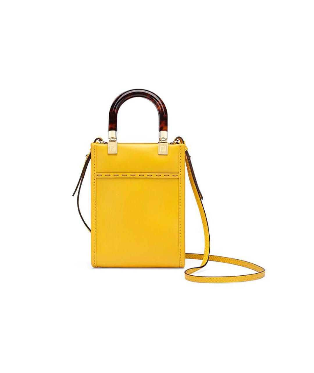 FENDI Желтая кожаная сумка через плечо, фото 3