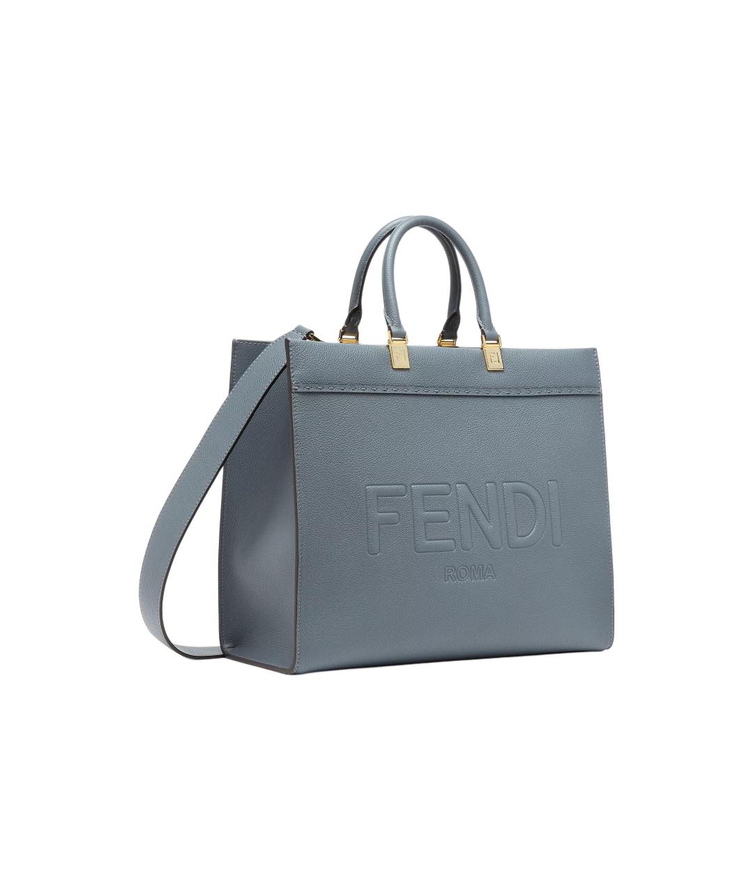 FENDI Голубая кожаная сумка через плечо, фото 2