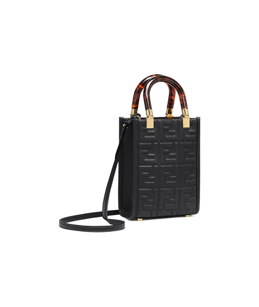 FENDI Черная кожаная сумка через плечо, фото 2