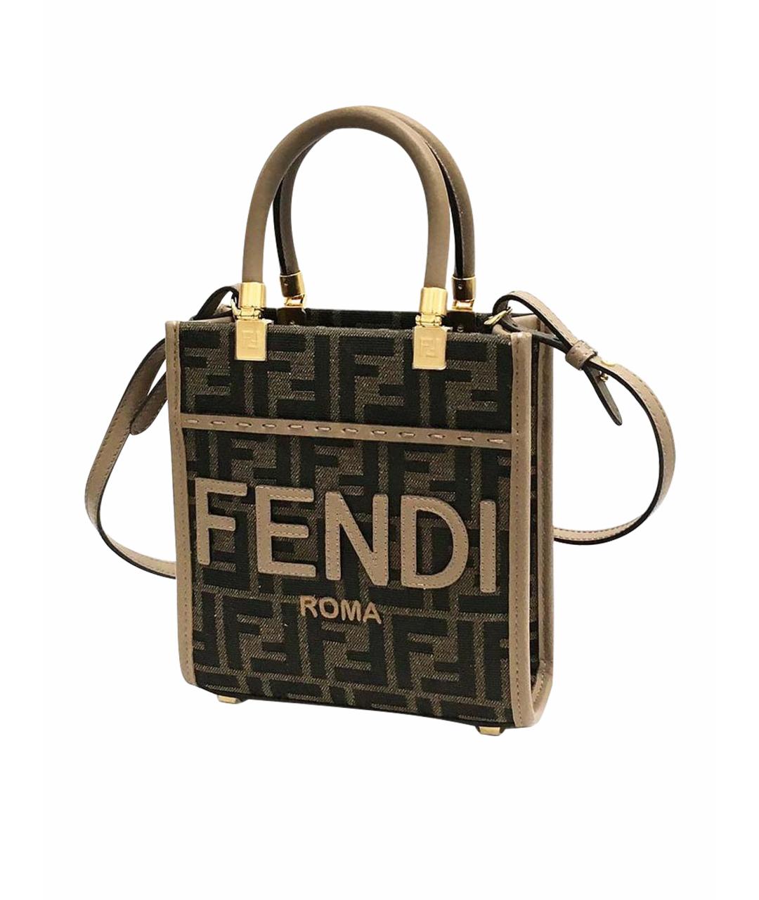 FENDI Коричневая тканевая сумка через плечо, фото 1