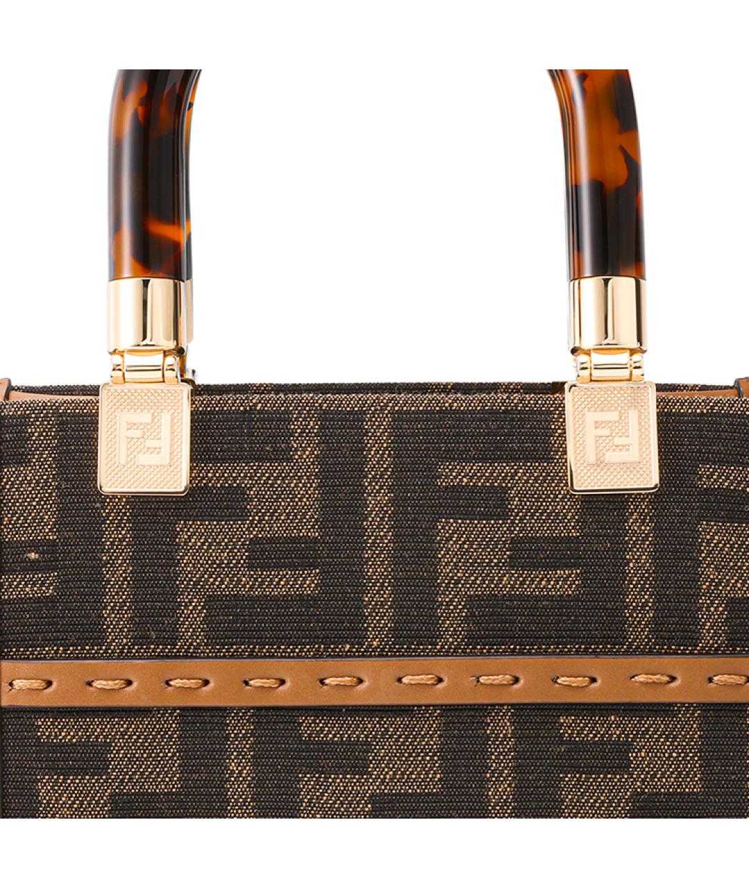 FENDI Коричневая тканевая сумка через плечо, фото 5