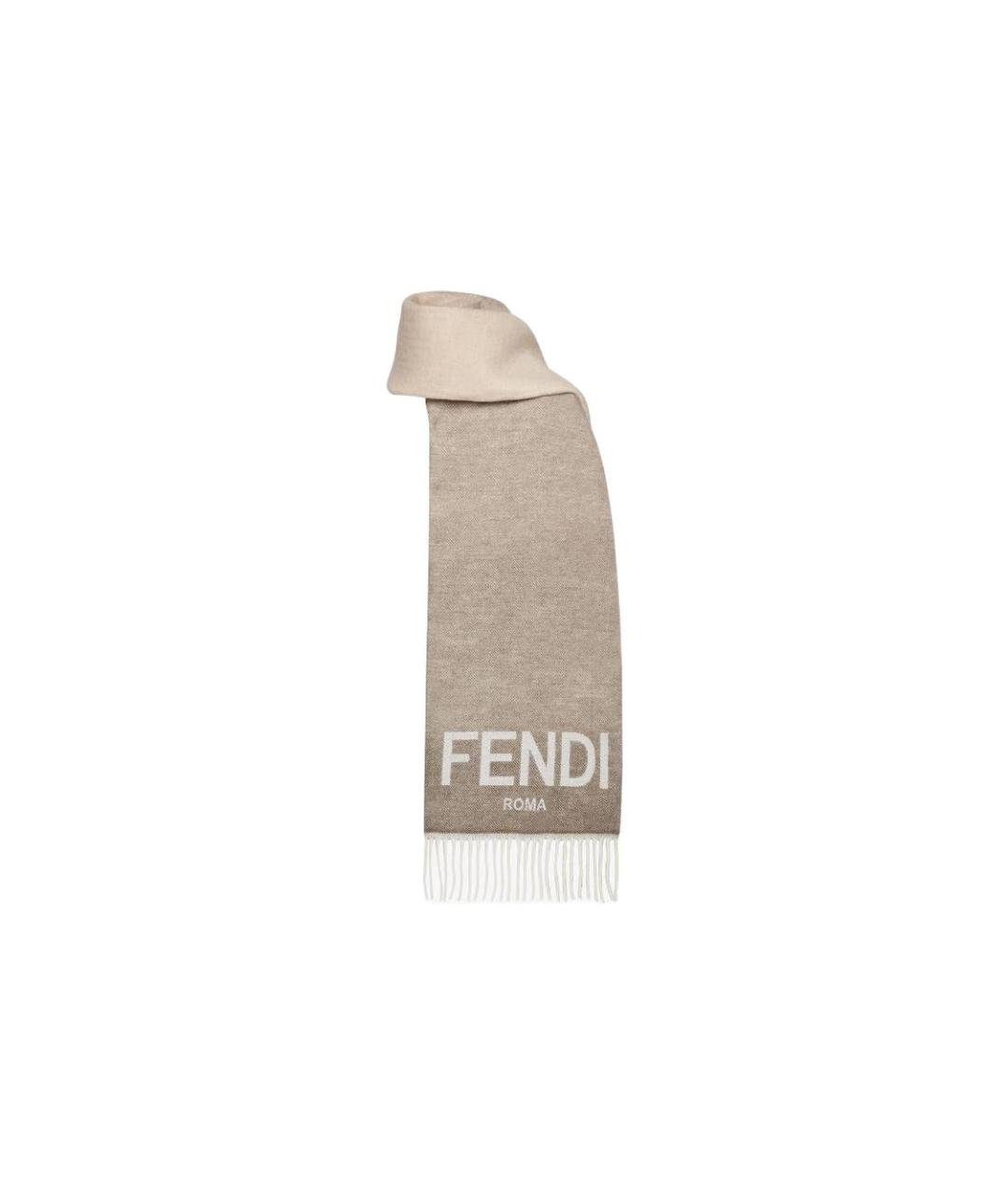 FENDI Бежевый шерстяной шарф, фото 2