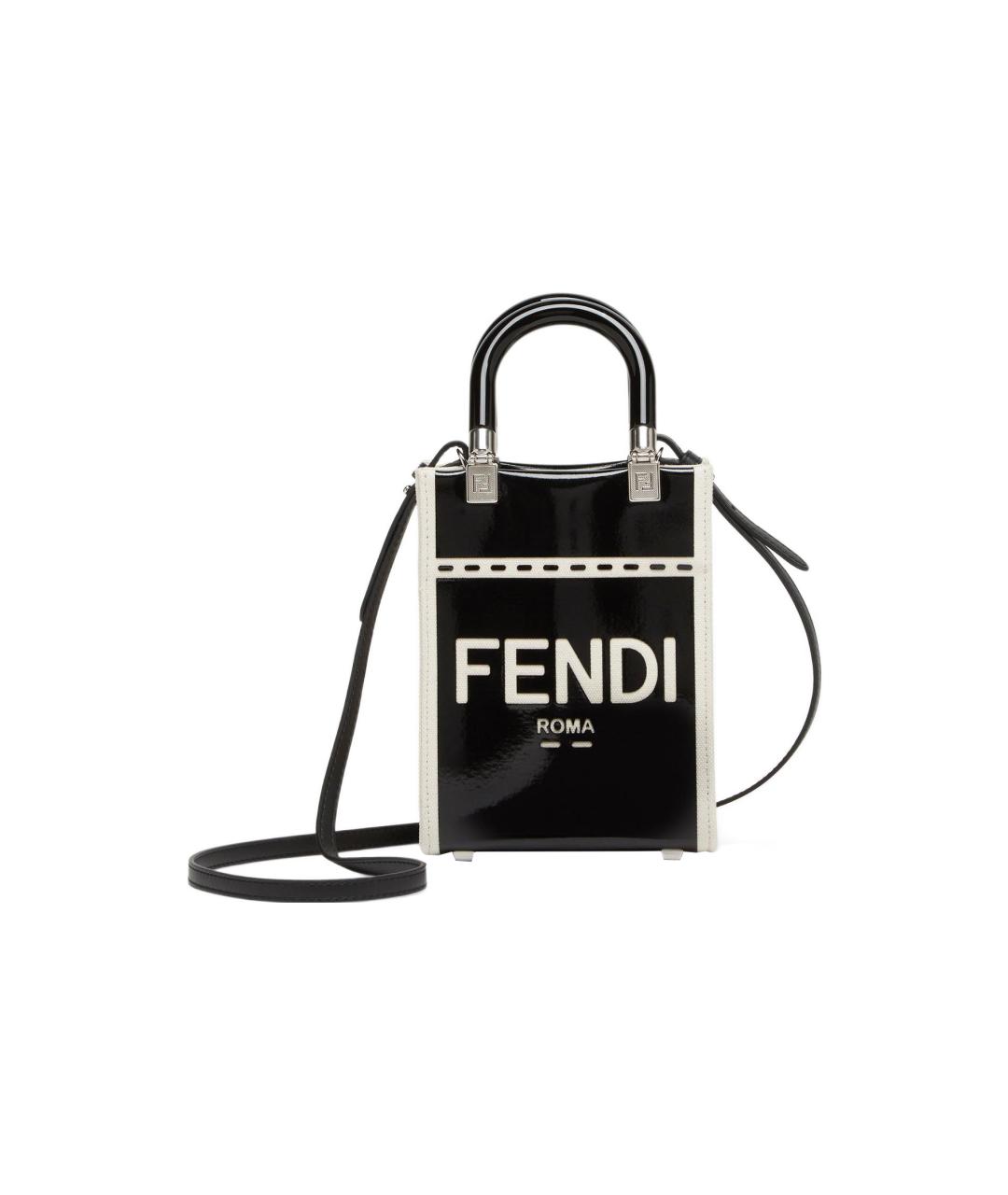 FENDI Черная сумка через плечо из лакированной кожи, фото 1