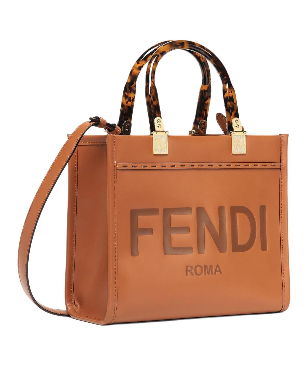 FENDI Коричневая кожаная сумка через плечо, фото 2