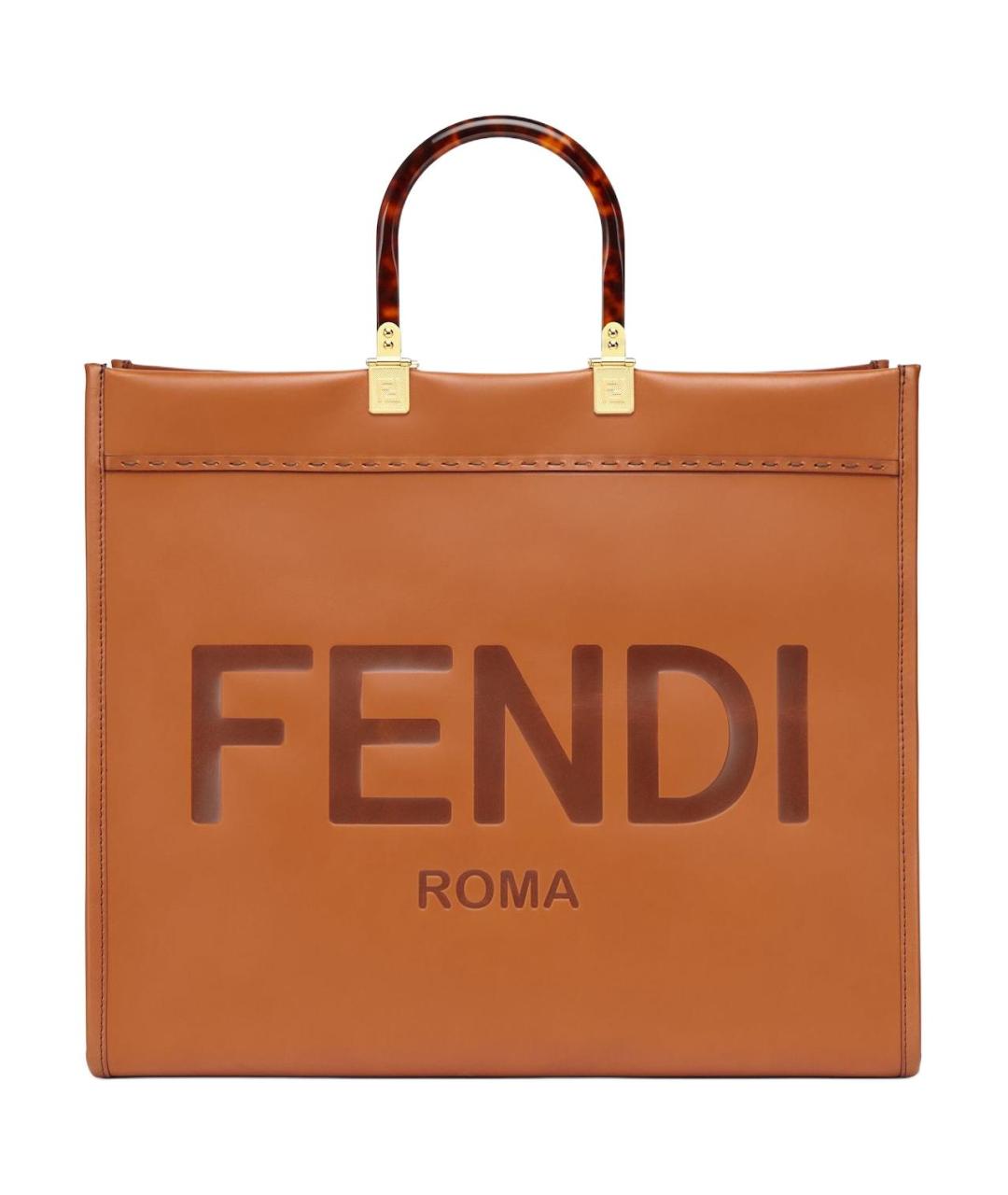 FENDI Коричневая кожаная сумка через плечо, фото 1