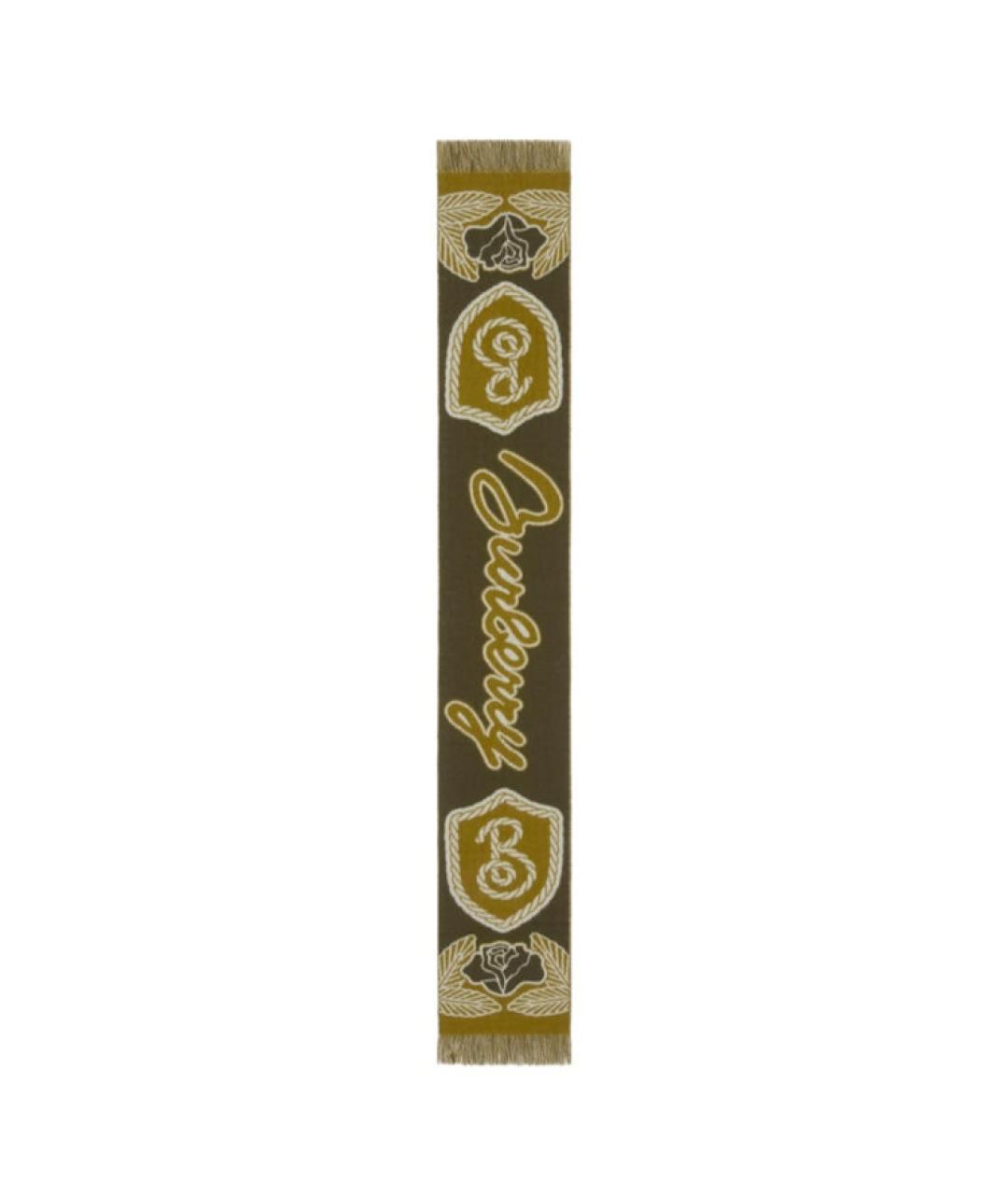 BURBERRY Хаки шерстяной шарф, фото 2