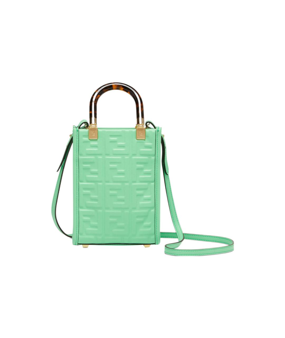 FENDI Салатовая кожаная сумка через плечо, фото 3