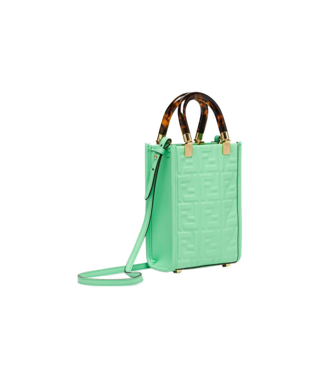 FENDI Салатовая кожаная сумка через плечо, фото 2