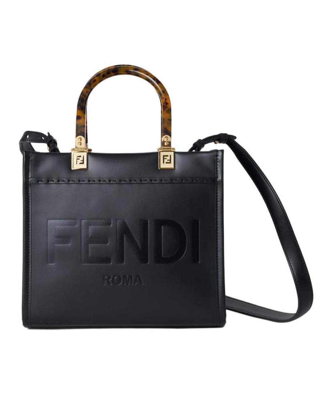 FENDI Черная кожаная сумка через плечо, фото 1